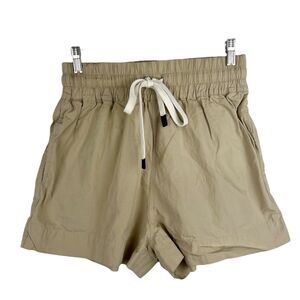 Bassike Shorts Women Small 1 Tan Garter Waist Drawstring Casual Pull On Bottoms